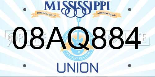 08AQ884 Mississippi License Plate