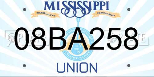 08BA258 Mississippi License Plate