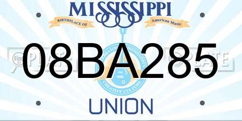 08BA285 Mississippi License Plate