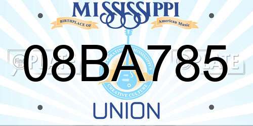 08BA785 Mississippi License Plate