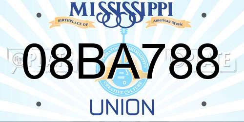 08BA788 Mississippi License Plate