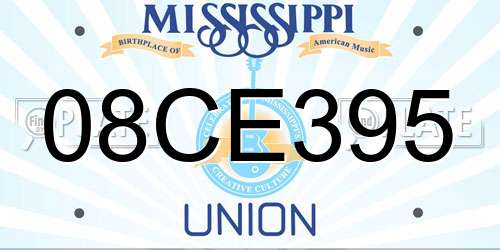 08CE395 Mississippi License Plate