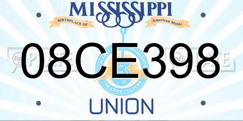 08CE398 Mississippi License Plate