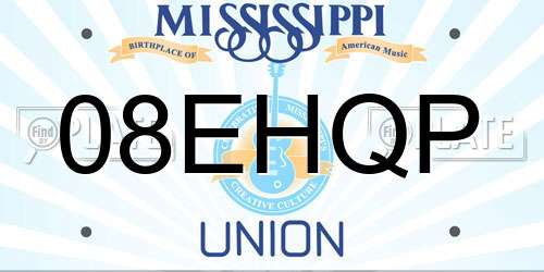 08EHQP Mississippi License Plate