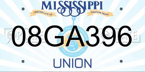 08GA396 Mississippi License Plate