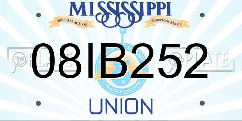 08IB252 Mississippi License Plate
