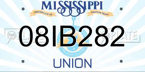 08IB282 Mississippi License Plate