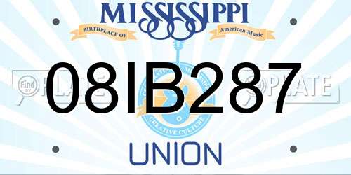 08IB287 Mississippi License Plate