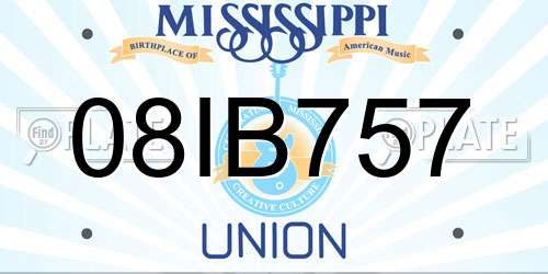08IB757 Mississippi License Plate