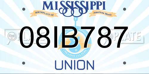 08IB787 Mississippi License Plate
