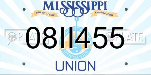 08II455 Mississippi License Plate