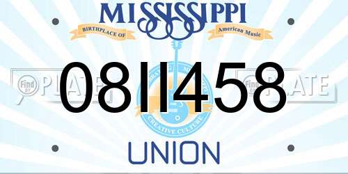 08II458 Mississippi License Plate