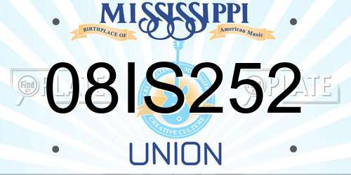 08IS252 Mississippi License Plate