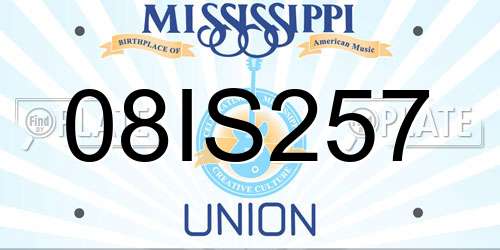 08IS257 Mississippi License Plate