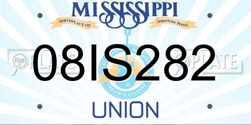 08IS282 Mississippi License Plate