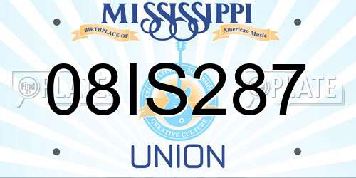 08IS287 Mississippi License Plate