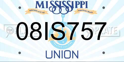 08IS757 Mississippi License Plate