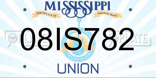 08IS782 Mississippi License Plate