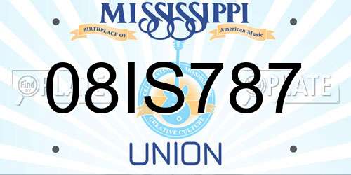 08IS787 Mississippi License Plate