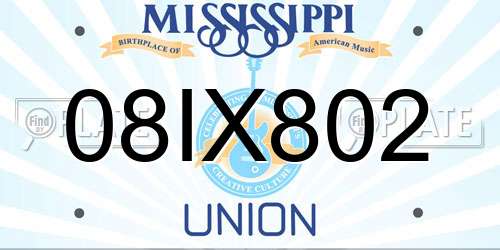 08IX802 Mississippi License Plate