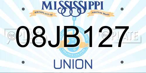 08JB127 Mississippi License Plate