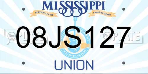 08JS127 Mississippi License Plate