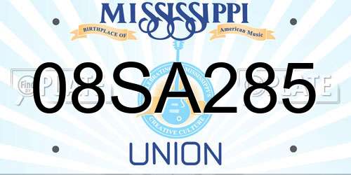 08SA285 Mississippi License Plate