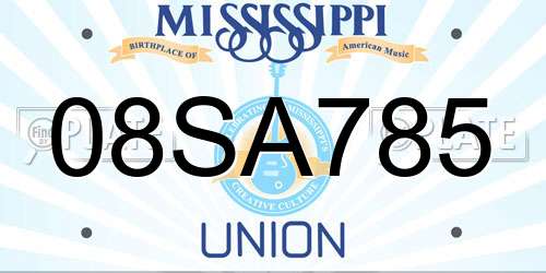 08SA785 Mississippi License Plate