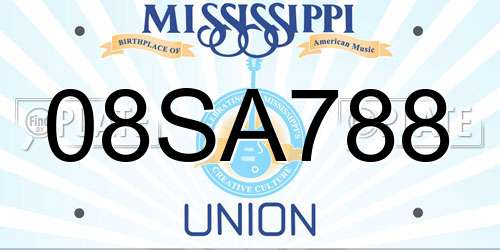08SA788 Mississippi License Plate