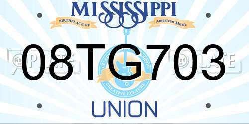 08TG703 Mississippi License Plate