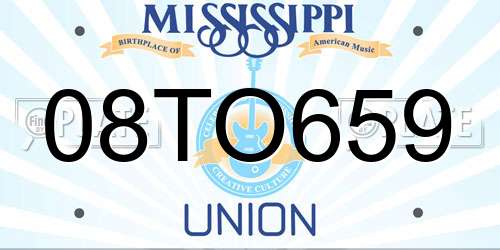 08TO659 Mississippi License Plate