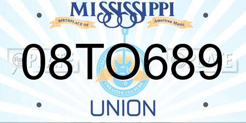 08TO689 Mississippi License Plate