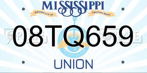08TQ659 Mississippi License Plate