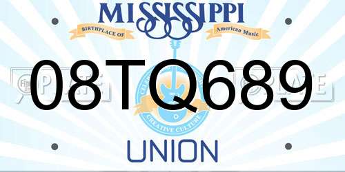 08TQ689 Mississippi License Plate