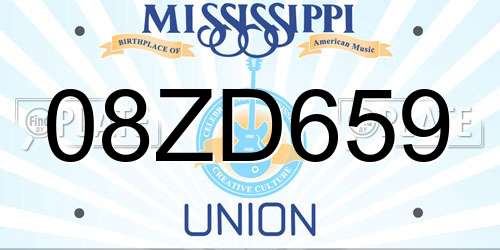 08ZD659 Mississippi License Plate