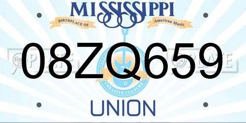 08ZQ659 Mississippi License Plate
