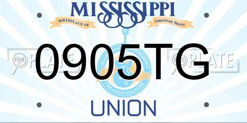 0905TG Mississippi License Plate