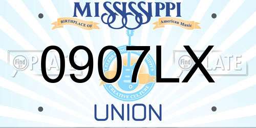 0907LX Mississippi License Plate