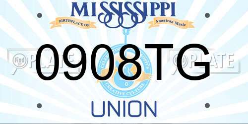 0908TG Mississippi License Plate