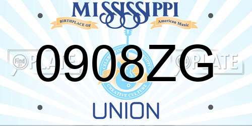 0908ZG Mississippi License Plate