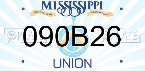 090B26 Mississippi License Plate