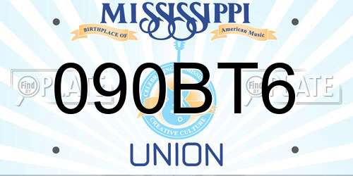 090BT6 Mississippi License Plate