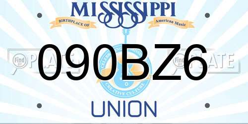 090BZ6 Mississippi License Plate