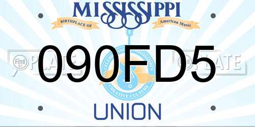 090FD5 Mississippi License Plate