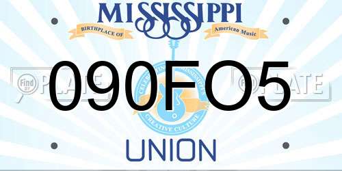 090FO5 Mississippi License Plate