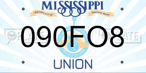 090FO8 Mississippi License Plate