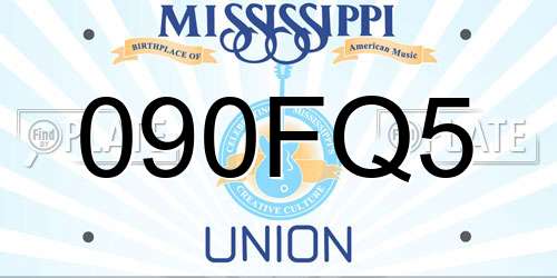 090FQ5 Mississippi License Plate