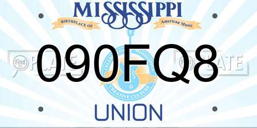090FQ8 Mississippi License Plate