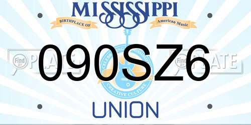 090SZ6 Mississippi License Plate
