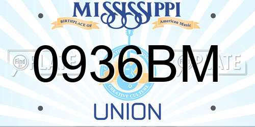 0936BM Mississippi License Plate